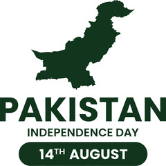 Obraz premium Pakistan Independence Day design with map and text elements in green.