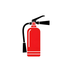Obraz premium Red fire extinguisher icon, showing nozzle and handle.