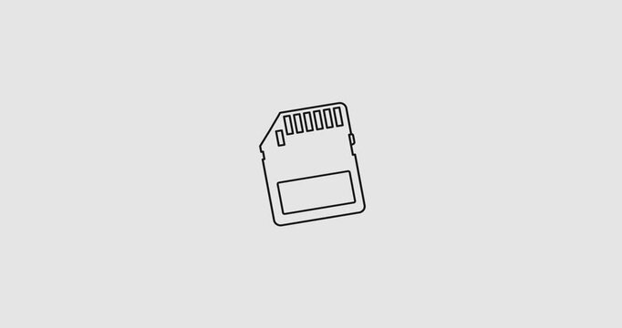 Animated icon representing a memory card, typically shown with a microSD or SD card shape. Symbolizes digital storage, data saving, file transfer, or media storage. Ideal for use in tech interfaces, p