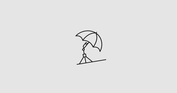 A simple and clean umbrella icon representing protection from rain and weather elements. The minimalist design features a curved handle and a classic canopy shape, making it ideal for weather-related,