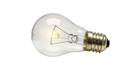 Illuminated Incandescent Light Bulb on White.
