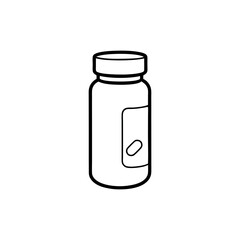 Pill bottle vector icon for medicine container and pharmaceutical packaging