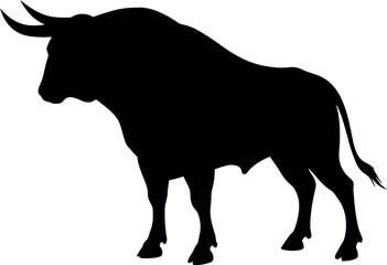 Powerful bull silhouette strength and finance symbol