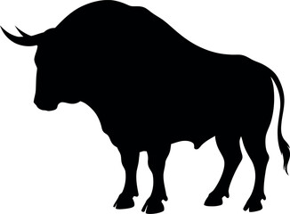 Powerful black bull silhouette strength and dominance