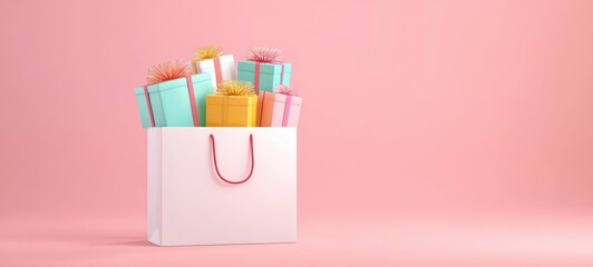 The festive gift bag filled with colorful presents for joyful celebrations.