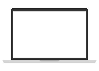 Minimal flat vector illustration of a modern laptop with a blank screen, ideal for UI presentation or web design mockup. Empty laptop display mockup in flat style, perfect for showcasing software