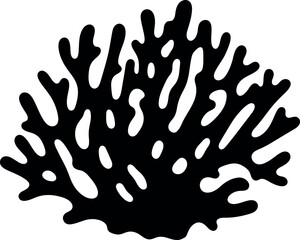 Black coral silhouette marine life vector