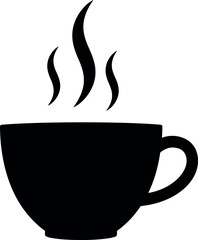 Steaming coffee cup silhouette