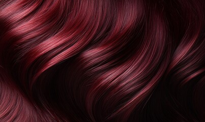 Close-up of shiny burgundy cherry red hair for beauty and hair salon hair color concept, Generative AI