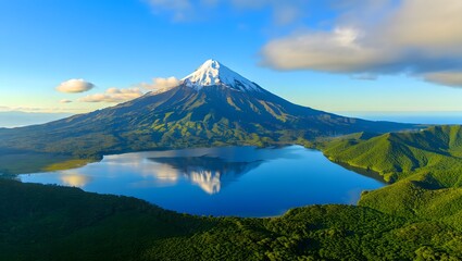 Majestic Snow Capped Mountain Reflected