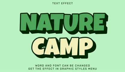 Nature camp text effect in 3d design