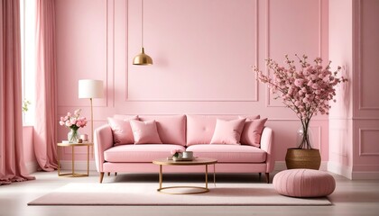 Pink living room interior (1)