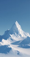 Fototapeta premium Snowy mountain peak against a clear blue sky