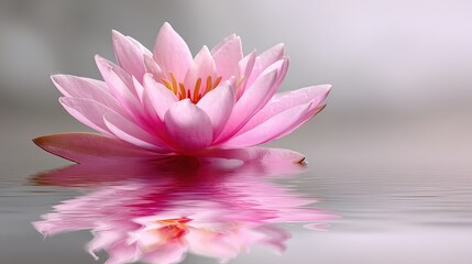 Pink Lotus Flower Reflection On Water