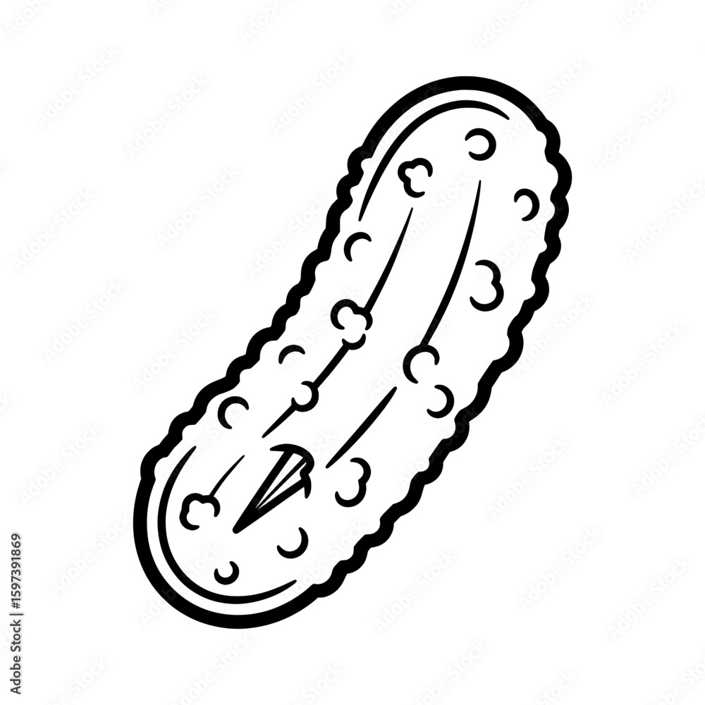 Poster cucumber with detailed texture and seeds in a realistic style