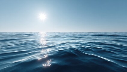 Obraz premium Vast expanse of calm ocean under bright sun