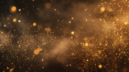 Fototapeta premium Golden glitter particles on a dark background.