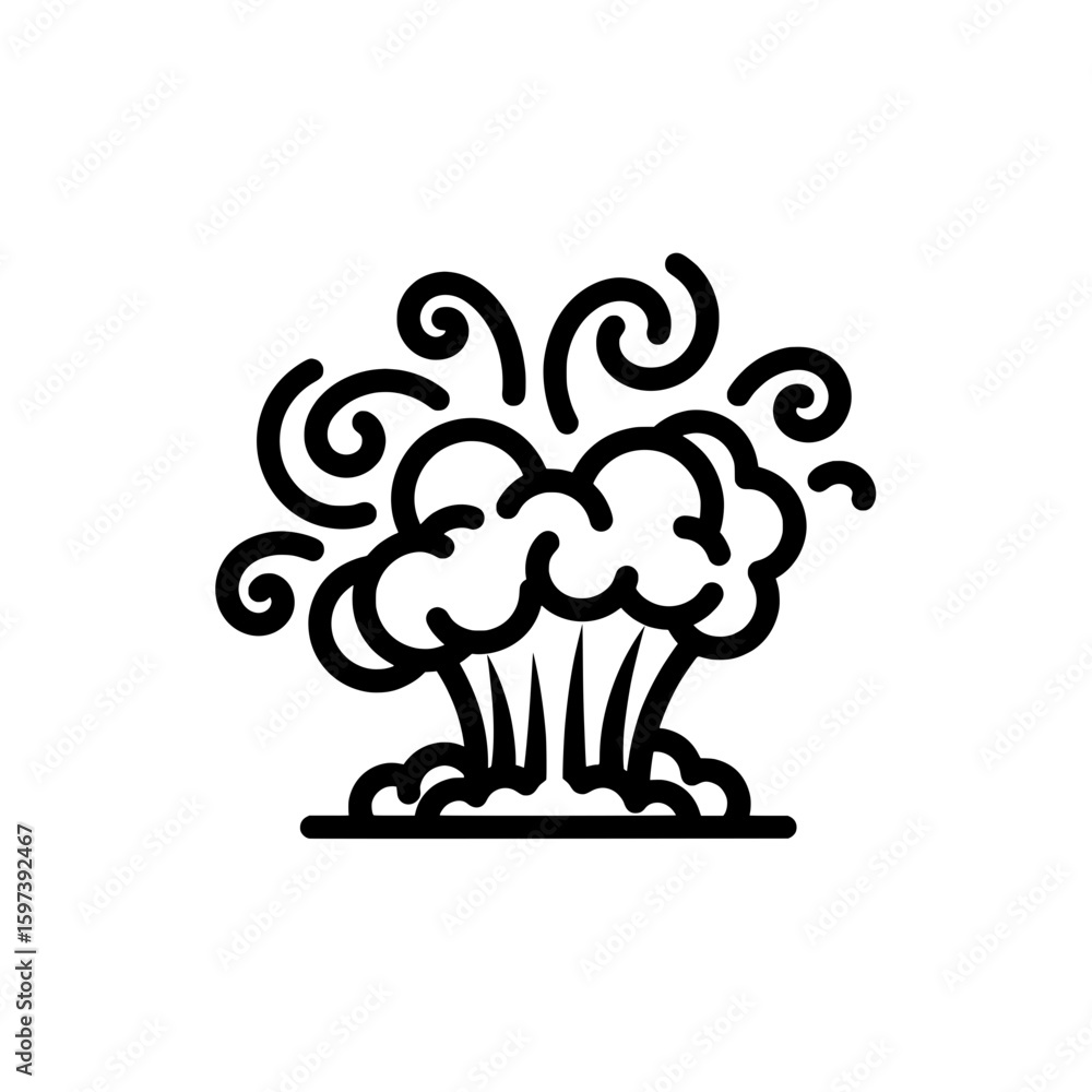 Aufkleber line art abstract cloud shape with swirling patterns for creative projects