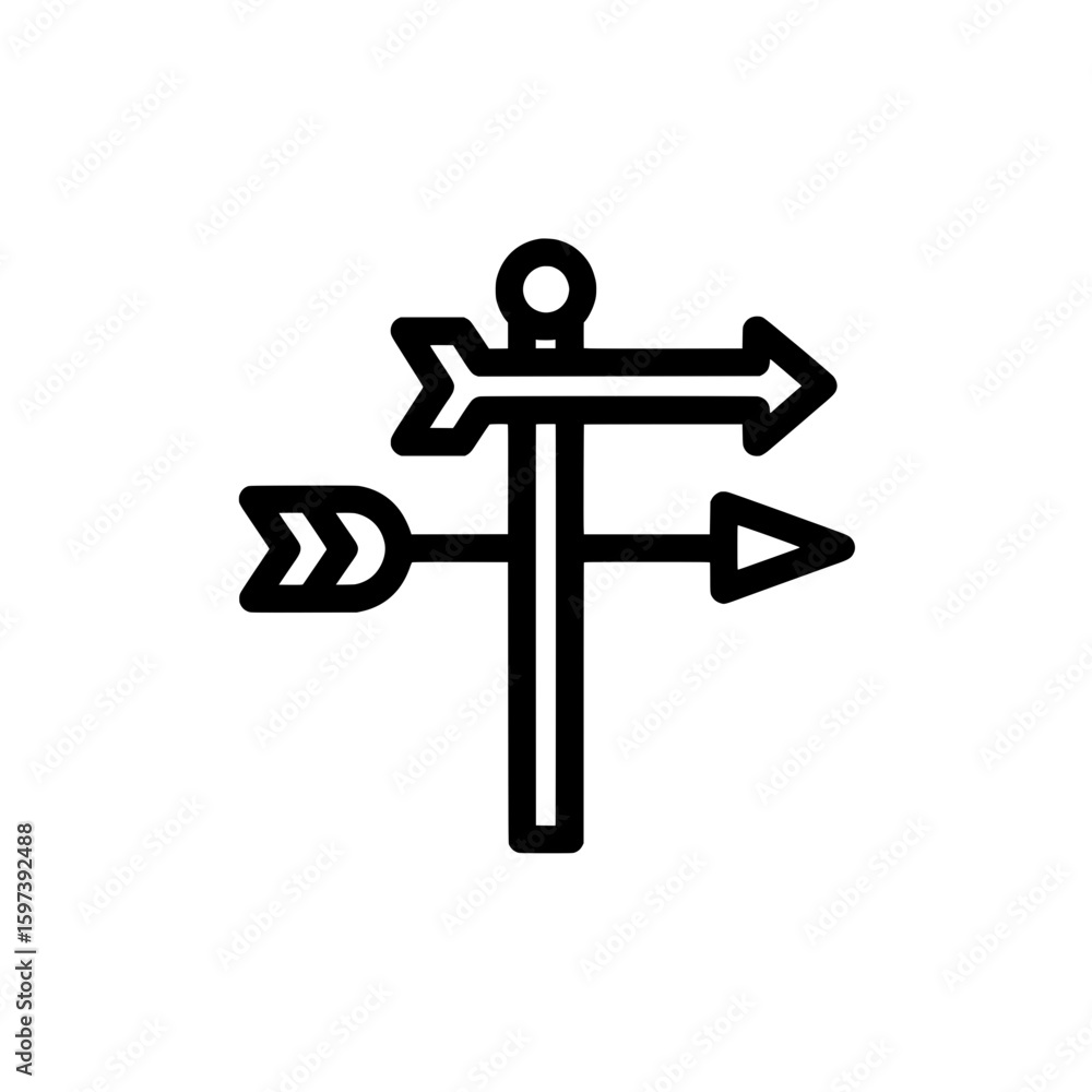 Aufkleber directional arrow signpost with multiple arrows pointing in different directions