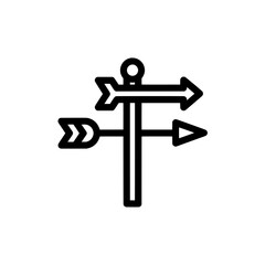 Directional arrow signpost with multiple arrows pointing in different directions