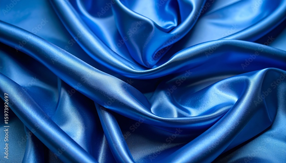 Aufkleber smooth blue satin fabric creates a luxurious and elegant backdrop with a subtle wave pattern