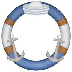 Watercolor nautical wreath