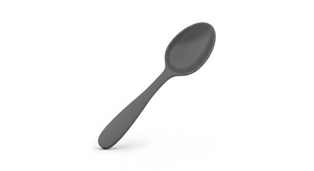 Grey Spoon Floating on White Background Isolated Neutral Kitchenware