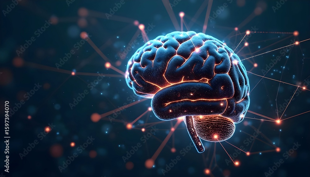Poster artificial intelligence brain neural network ai technology concept