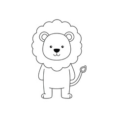 Fototapeta premium Illustration of a cute lion standing upright and smiling