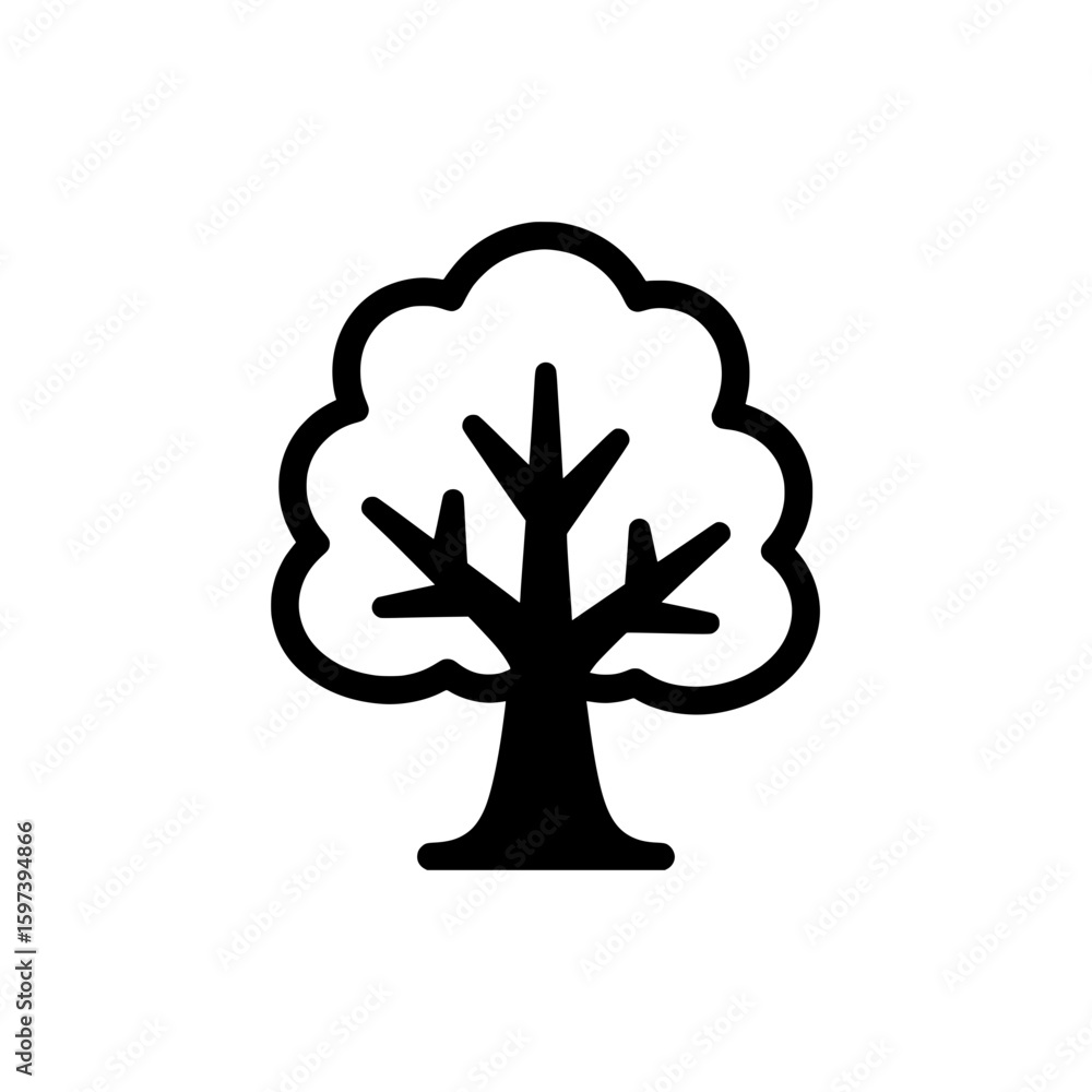 Poster outline of a tree with a wide canopy and branching limbs