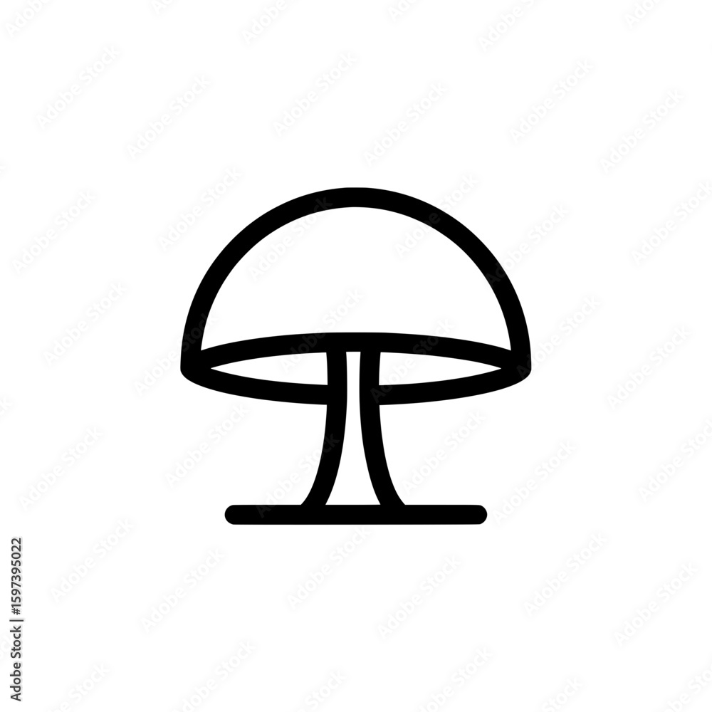 Poster mushroom icon with minimal outline style for nature themes