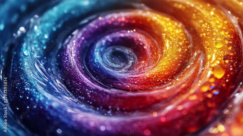Aufkleber swirling colors and droplets create a mesmerizing pattern in a vibrant water vortex at dusk