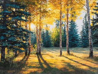 Autumnal Equinox Sunrise in the Forest: Golden Light and Long Shadows Through the Trees