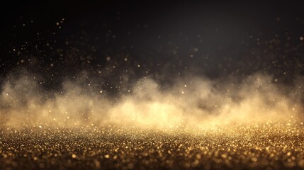 Fototapeta premium Golden glitter background with smoky effect.