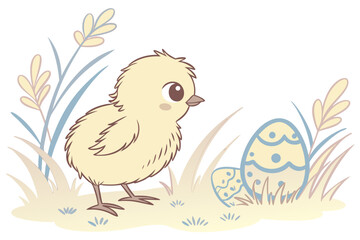 Vintage Easter Chicken Watercolor Print
