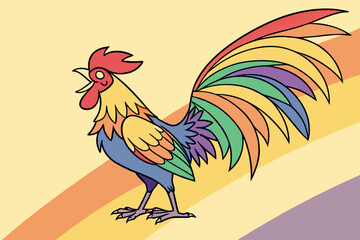 Colorful Farm Rooster Illustration
