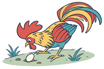 Decorative Rooster with Vivid Feathers
