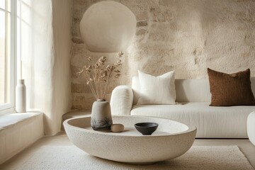 living room interior with sofa, Generative AI