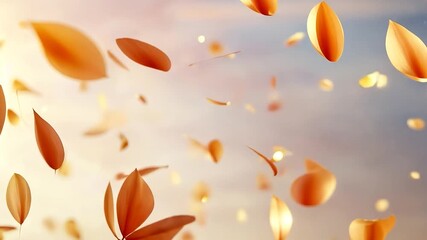Delicate, golden petals float in the air