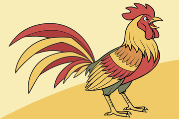 Bright and Bold Rooster Drawing
