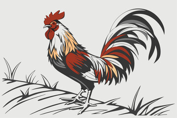 Rooster with Artistic Feather Palette
