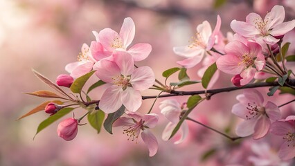 Obraz premium Beautiful pink blossoms spring flowers blooming branch nature photography floral background wallpaper aesthetic