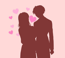 好意を抱く女性と男性の影絵