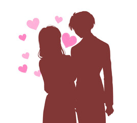 好意を抱く女性と男性の影絵