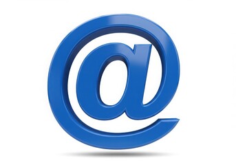 Obraz premium Shiny blue 3d at symbol isolated on white background