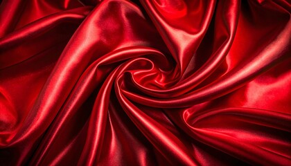 Obraz premium Luxurious red satin fabric with elegant folds and swirling patterns texture