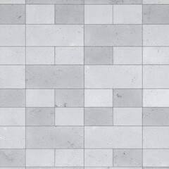 Obraz premium Gray concrete tile pattern with grout lines showing a repeating rectangular mosaic. No people or objects. Architectural design background for construction or interior design.