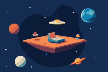 astral observatory living room floating in a 