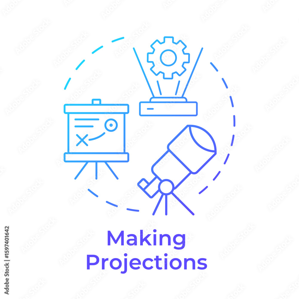 Poster making projections blue gradient concept icon. future requirements. step in capacity management proc