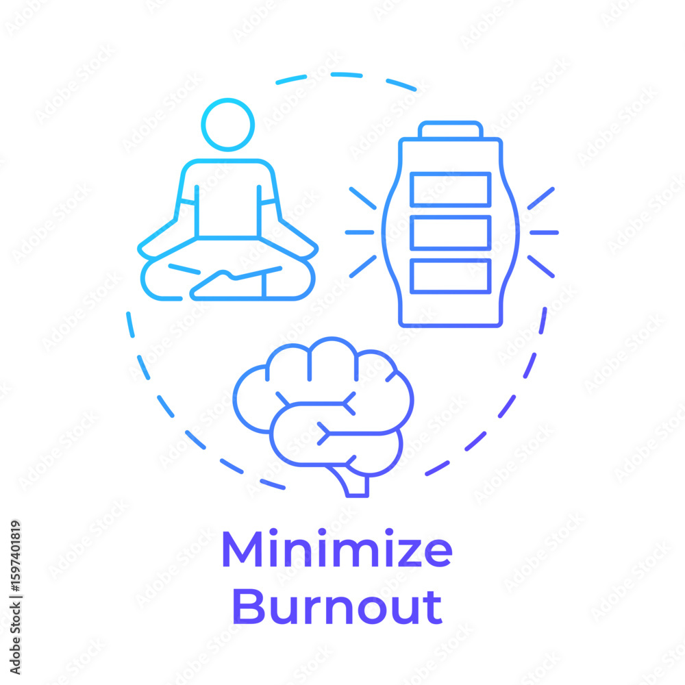Poster minimize burnout blue gradient concept icon. accurately aligning workforce. benefit of capacity mana